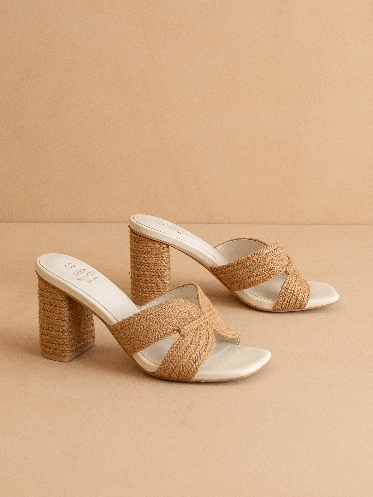 The Santiago | Toffee Raffia Block Heel in - HEELS photo