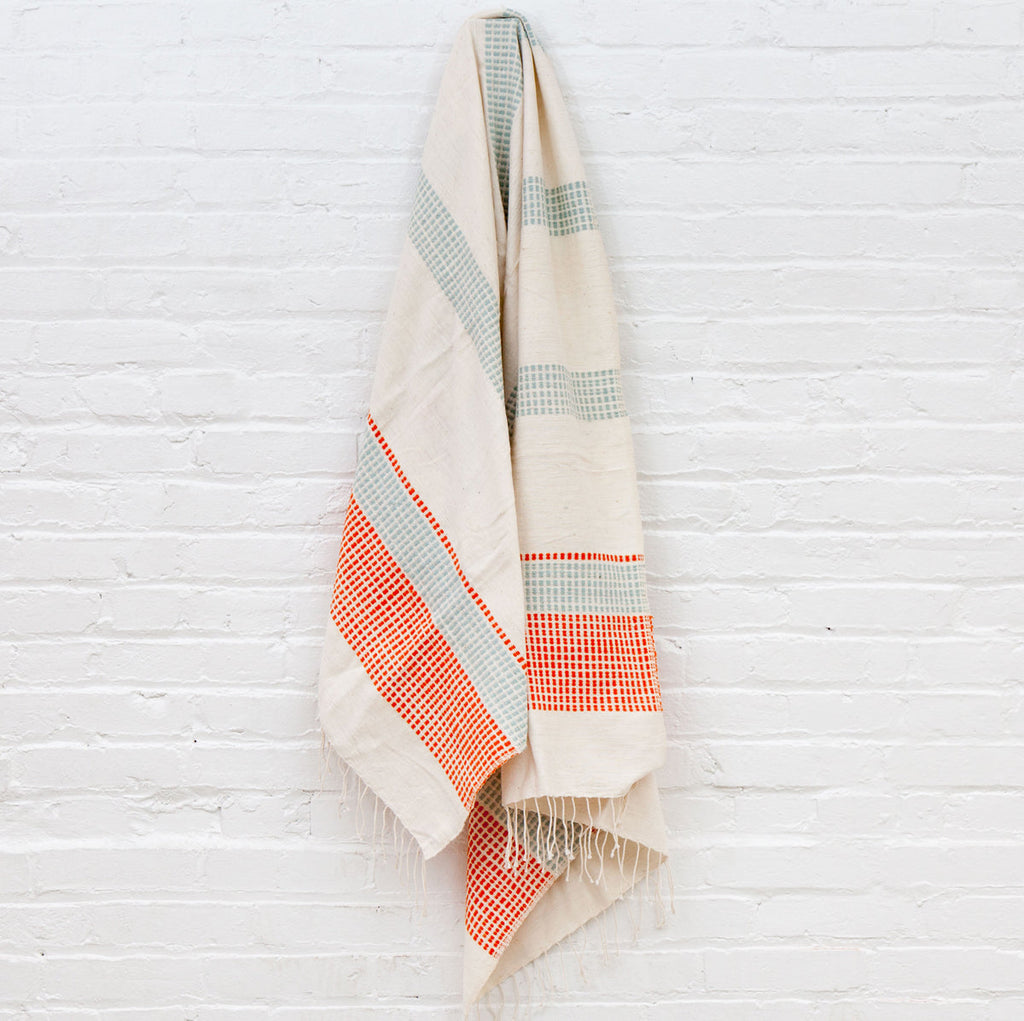 Camden Cotton Bath Towel in Azure and Tangerine - Bath Towels & Washcloths photo