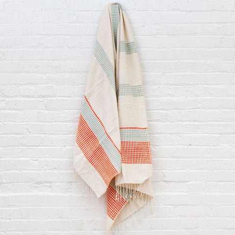 Camden Cotton Bath Towel in Azure and Tangerine - Bath Towels & Washcloths photo