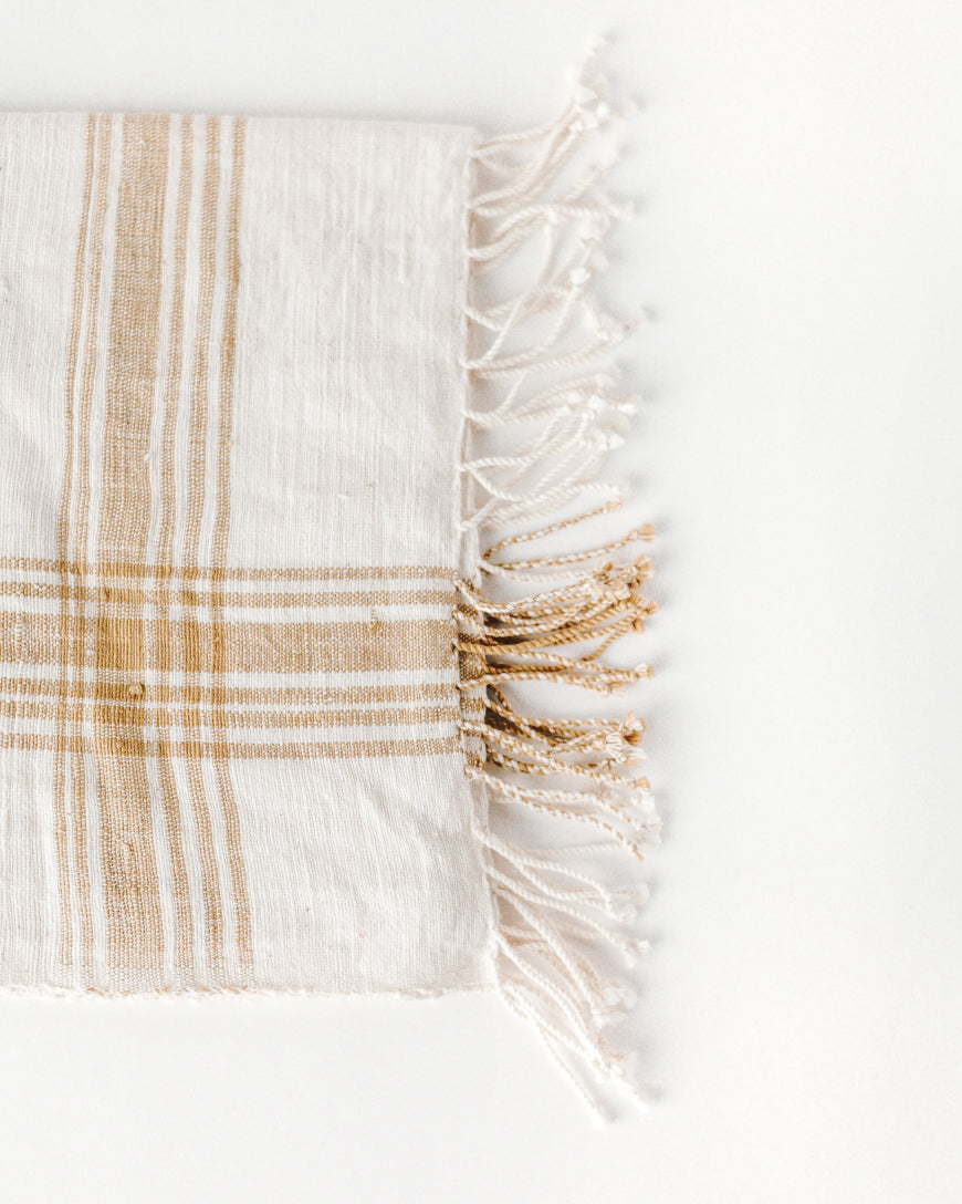 Cabin Hatch Cotton Throw Blanket in Beige - Blankets photo