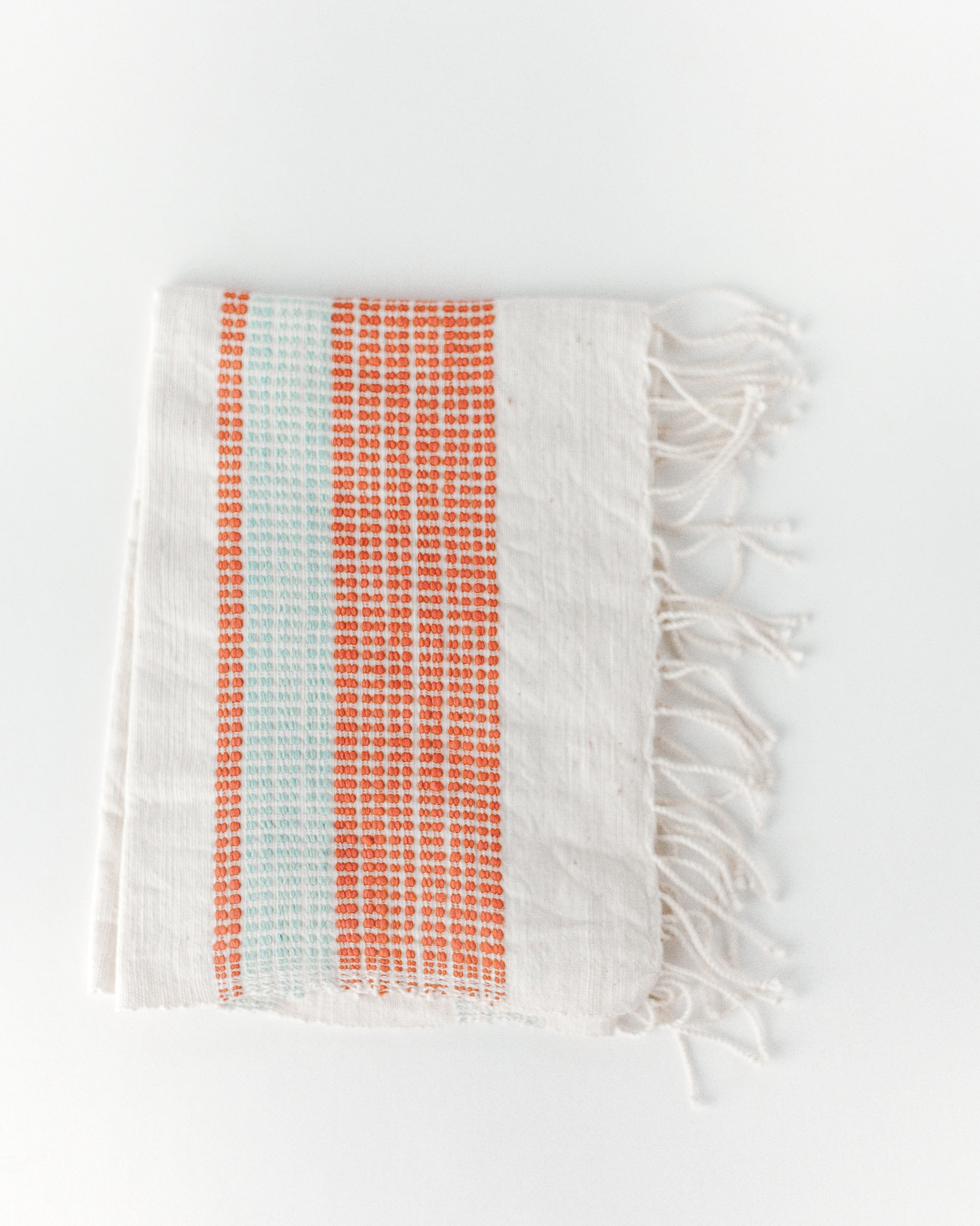 Camden Cotton Hand Towel in Azure and Tangerine - Kitchen Towels photo