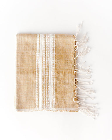 Aden Cotton Hand Towel in Beige with Natural - Kitchen Towels photo