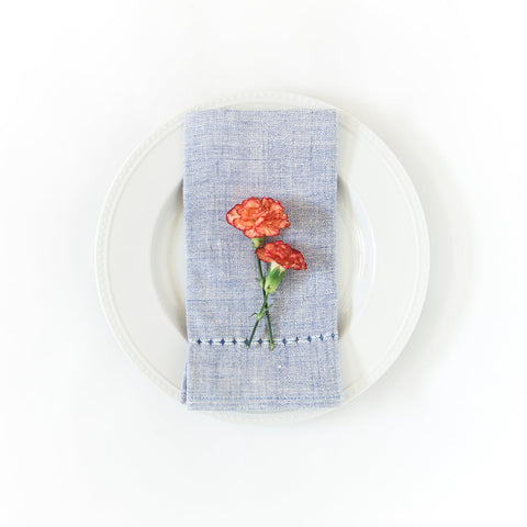 Pulled Cotton Napkins in Blue Set of 2 - Cloth Napkins photo