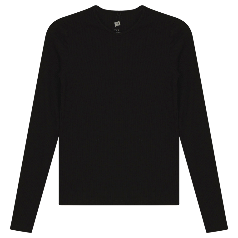 V-Neck Ribbed Tee in Black - Ladies Pullover photo