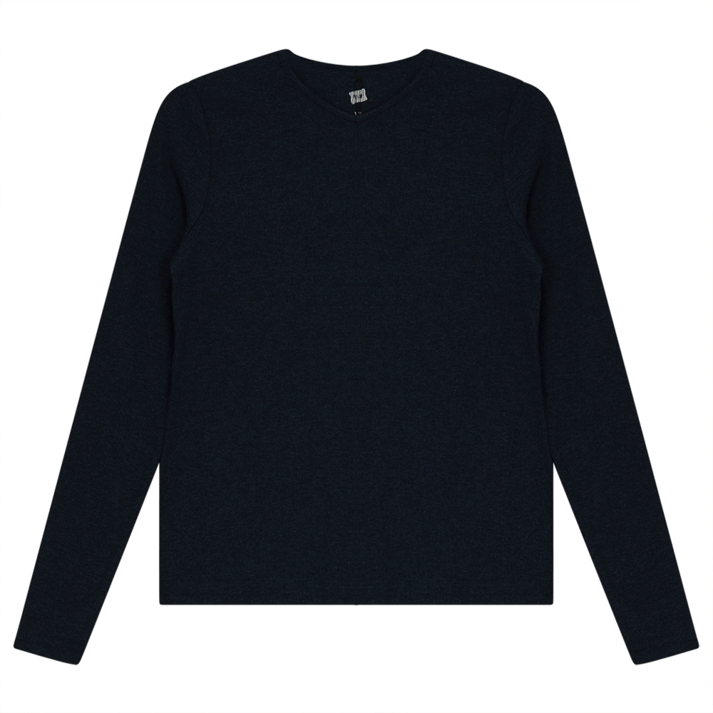 V-Neck Ribbed Tee in Denim 5XL - Ladies Pullover photo