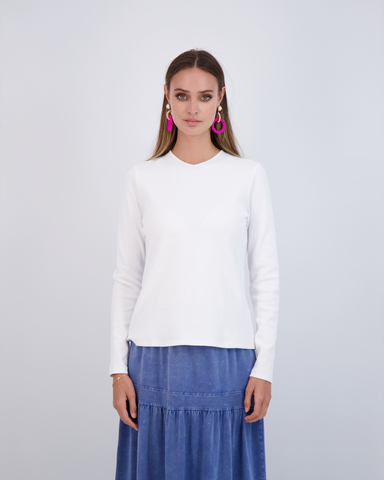 V-Neck Ribbed Tee in - Ladies Pullover photo