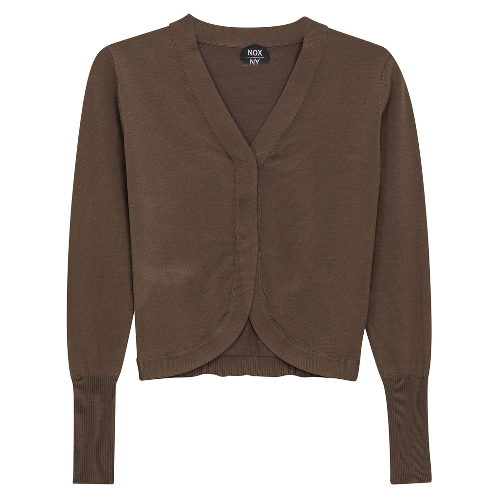 Crop Knit Cardigan in Chocolate - Teen Pullover photo
