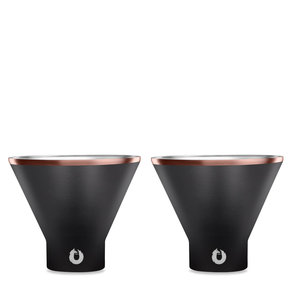 Snowfox Stainless Steel Martini Glass, Set of 2 - Black in Black - Barware photo
