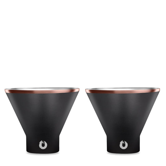 Snowfox Stainless Steel Martini Glass, Set of 2 - Black in Black - Barware photo