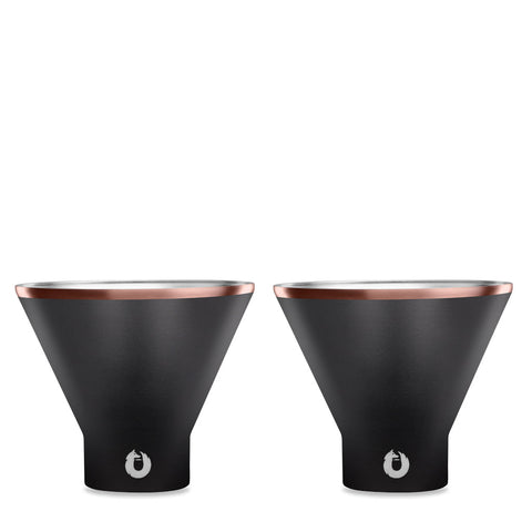 Snowfox Stainless Steel Martini Glass, Set of 2 - Black in Black - Barware photo