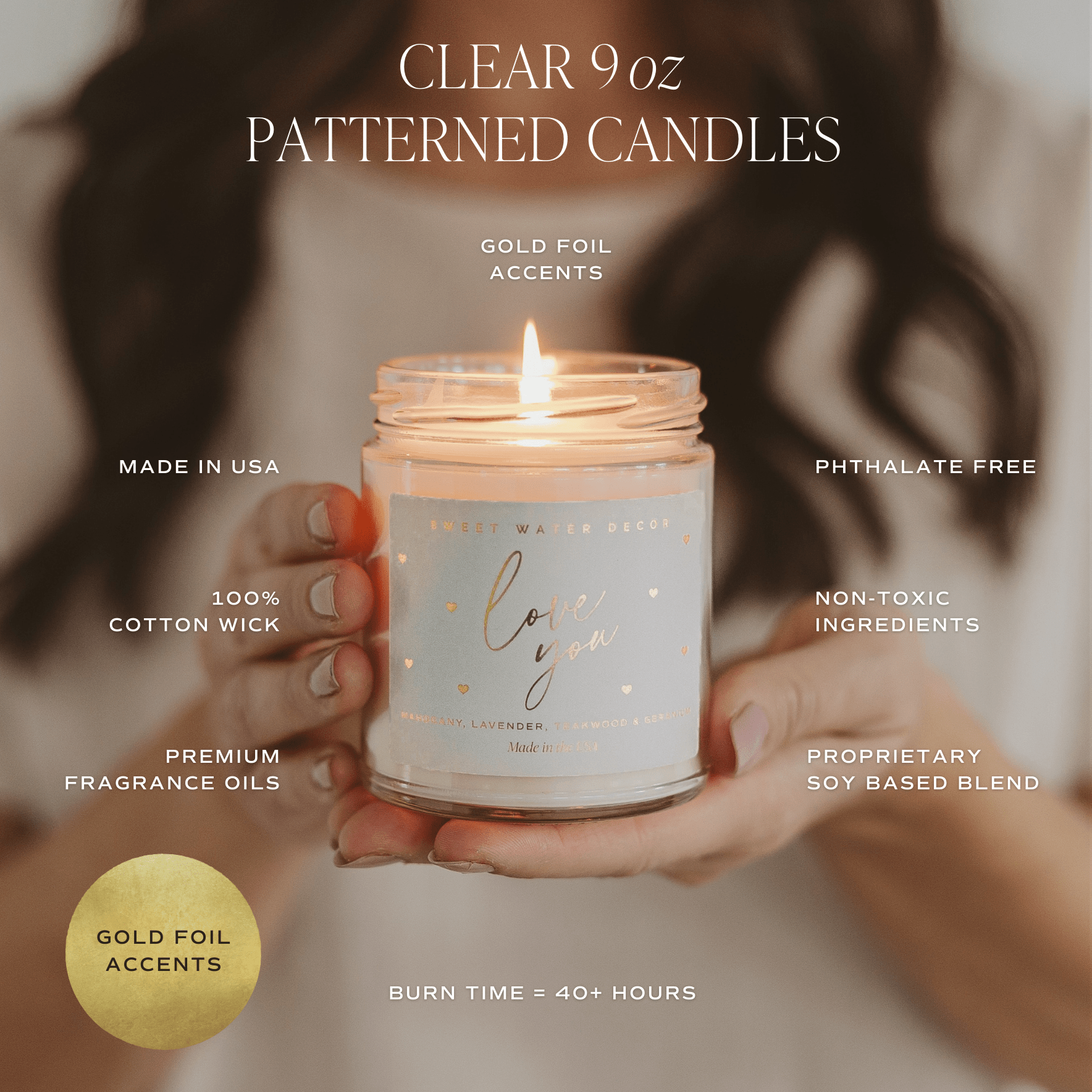 Sweet Water Decor Happy Birthday Soy Candle - Clear Patterned Jar - 9 oz in - Candles photo
