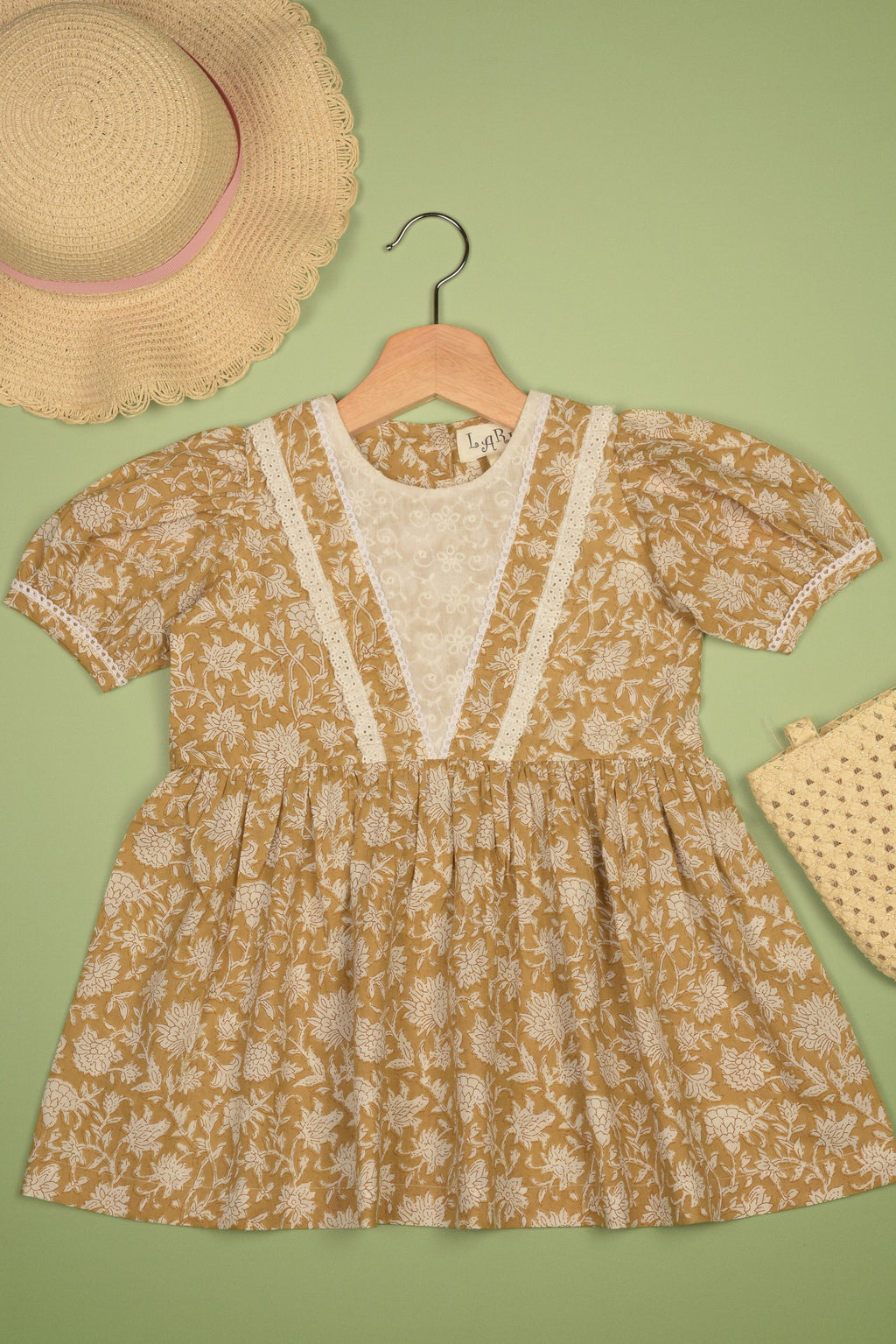 Embroidered fabric V shape Yoke Dress in - Dress photo