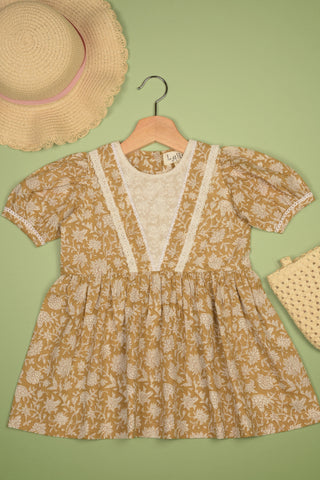 Embroidered fabric V shape Yoke Dress in - Dress photo