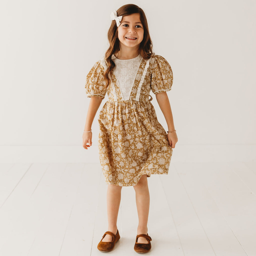 Embroidered fabric V shape Yoke Dress in - Dress photo