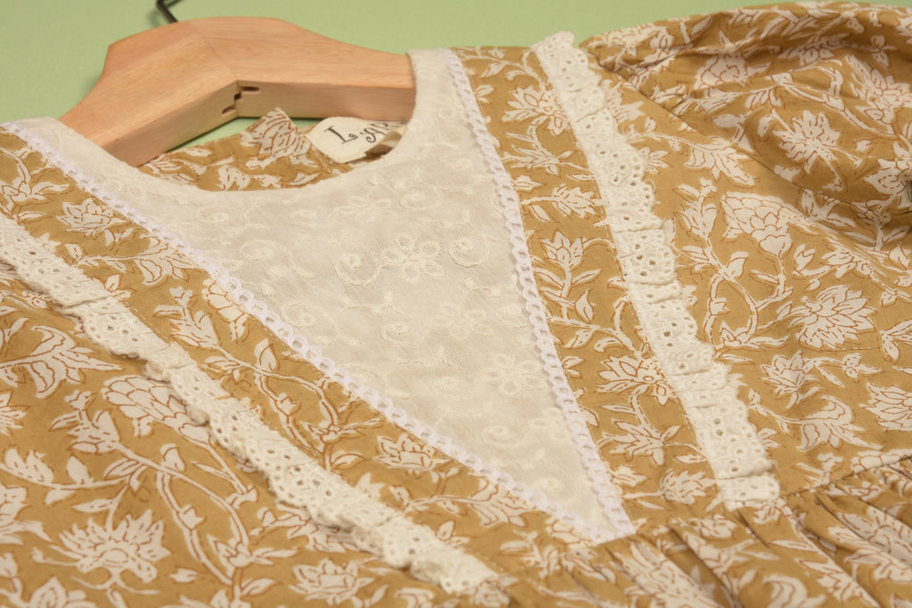Embroidered fabric V shape Yoke Dress in - Dress photo