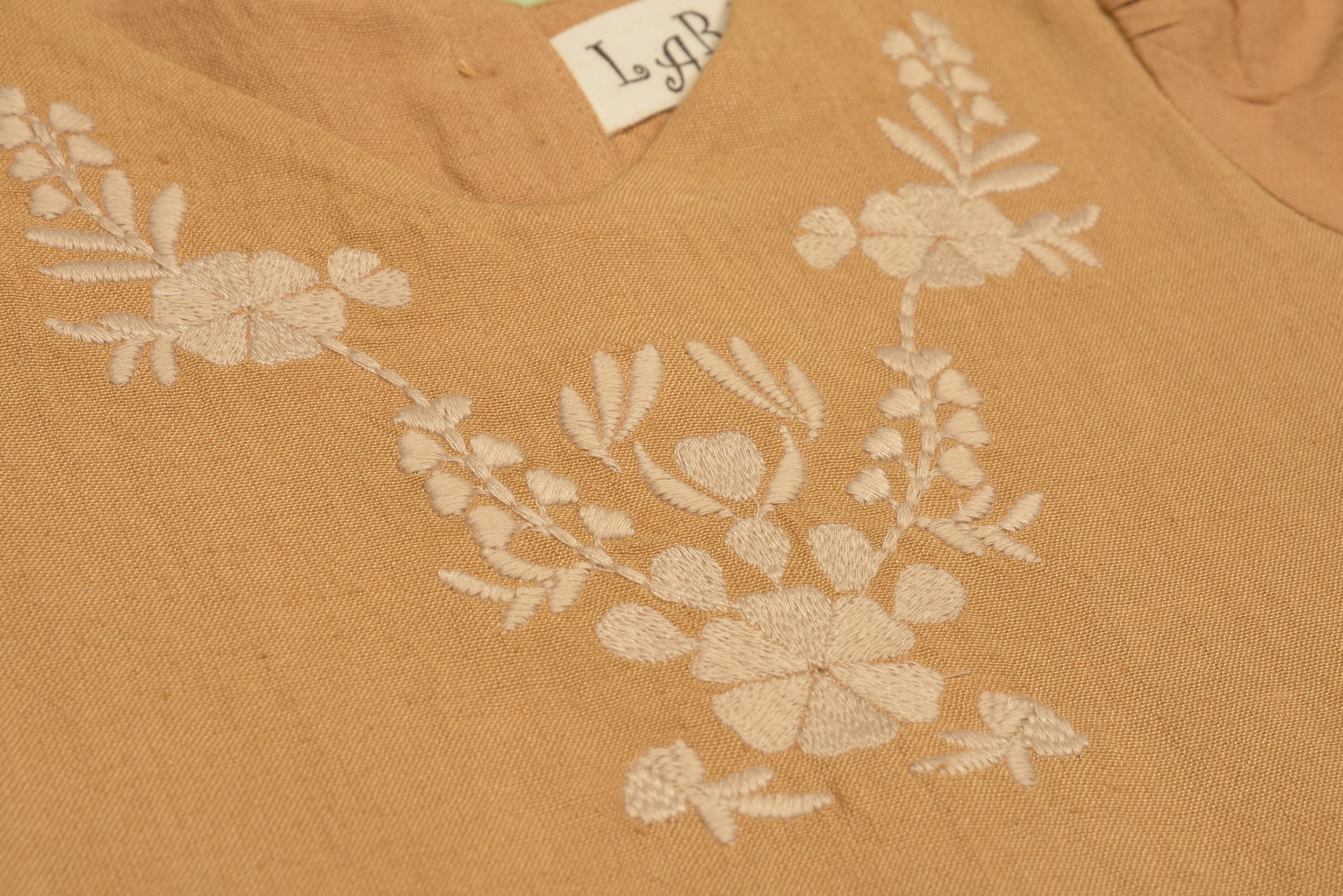 Embroidered yoke with Puff Sleeves in - Dress photo