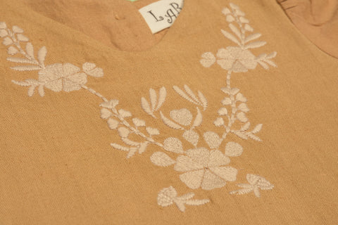 Embroidered yoke with Puff Sleeves in - Dress photo