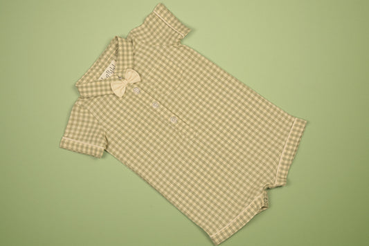 Green Gingham Boy Bubble in - Romper photo