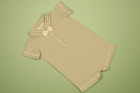 Green Gingham Boy Bubble in - Romper photo