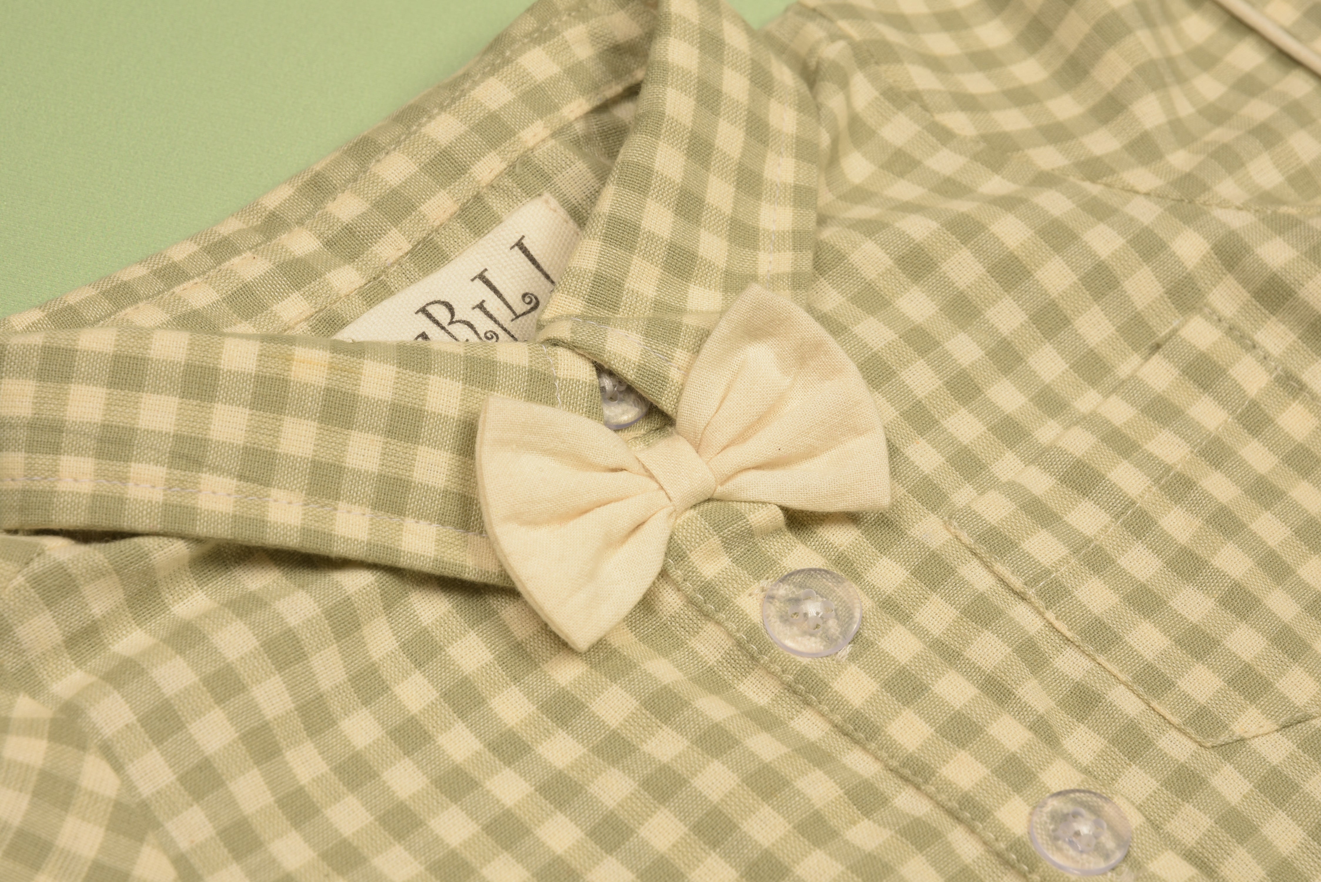 Green Gingham Boy Bubble in - Romper photo