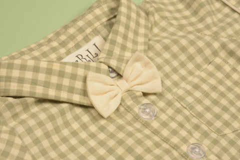 Green Gingham Boy Bubble in - Romper photo