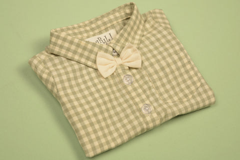 Green Gingham Boy Bubble in - Romper photo
