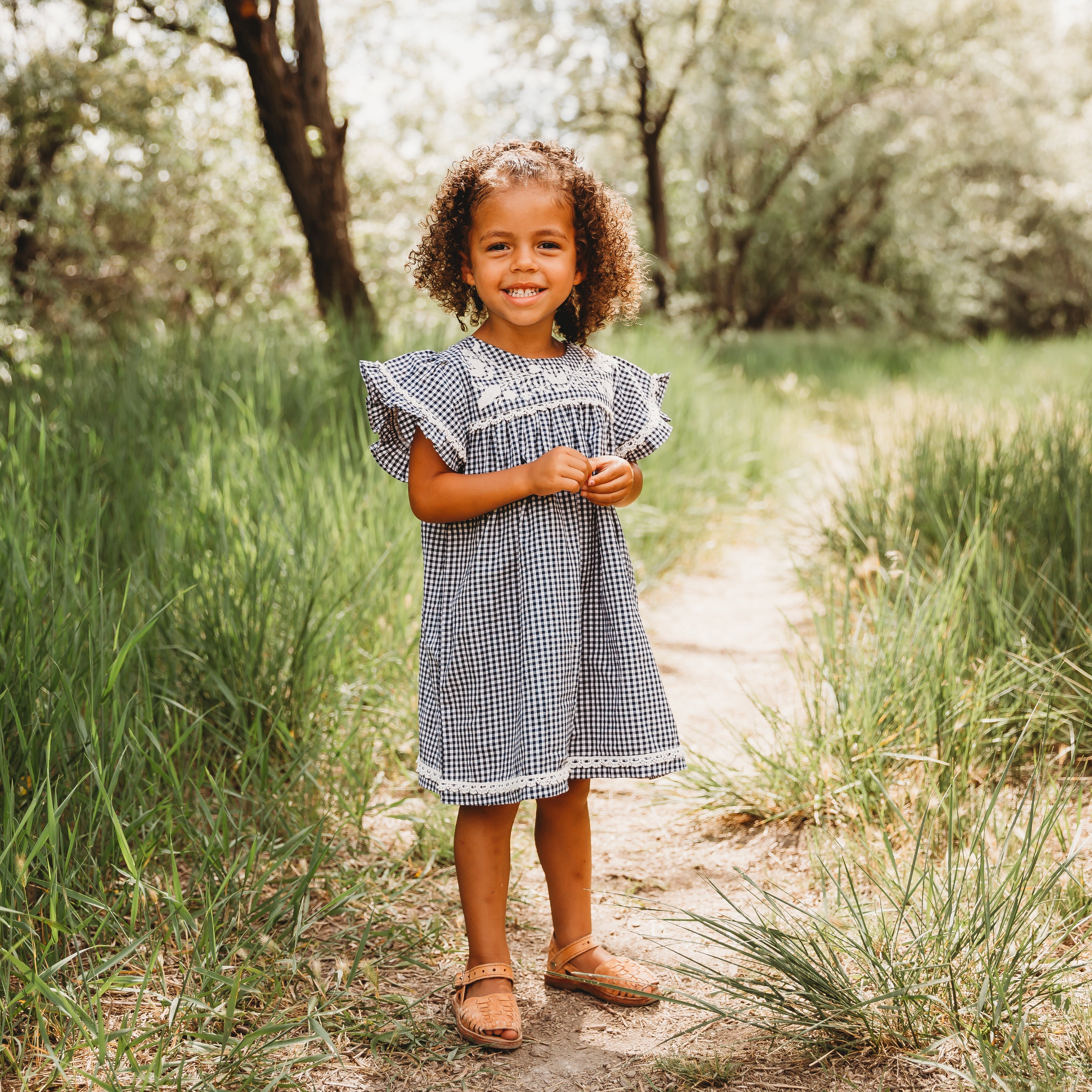 Embroidered Yoke Eith Ruffle Sleeves Dress in - Dress photo