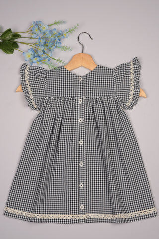 Embroidered Yoke Eith Ruffle Sleeves Dress in - Dress photo