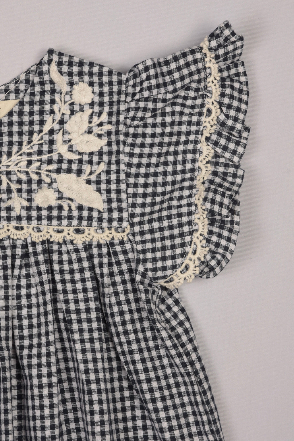 Embroidered Yoke Eith Ruffle Sleeves Dress in - Dress photo