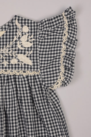 Embroidered Yoke Eith Ruffle Sleeves Dress in - Dress photo