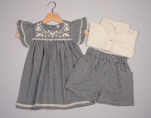 Embroidered Yoke Eith Ruffle Sleeves Dress in - Dress photo