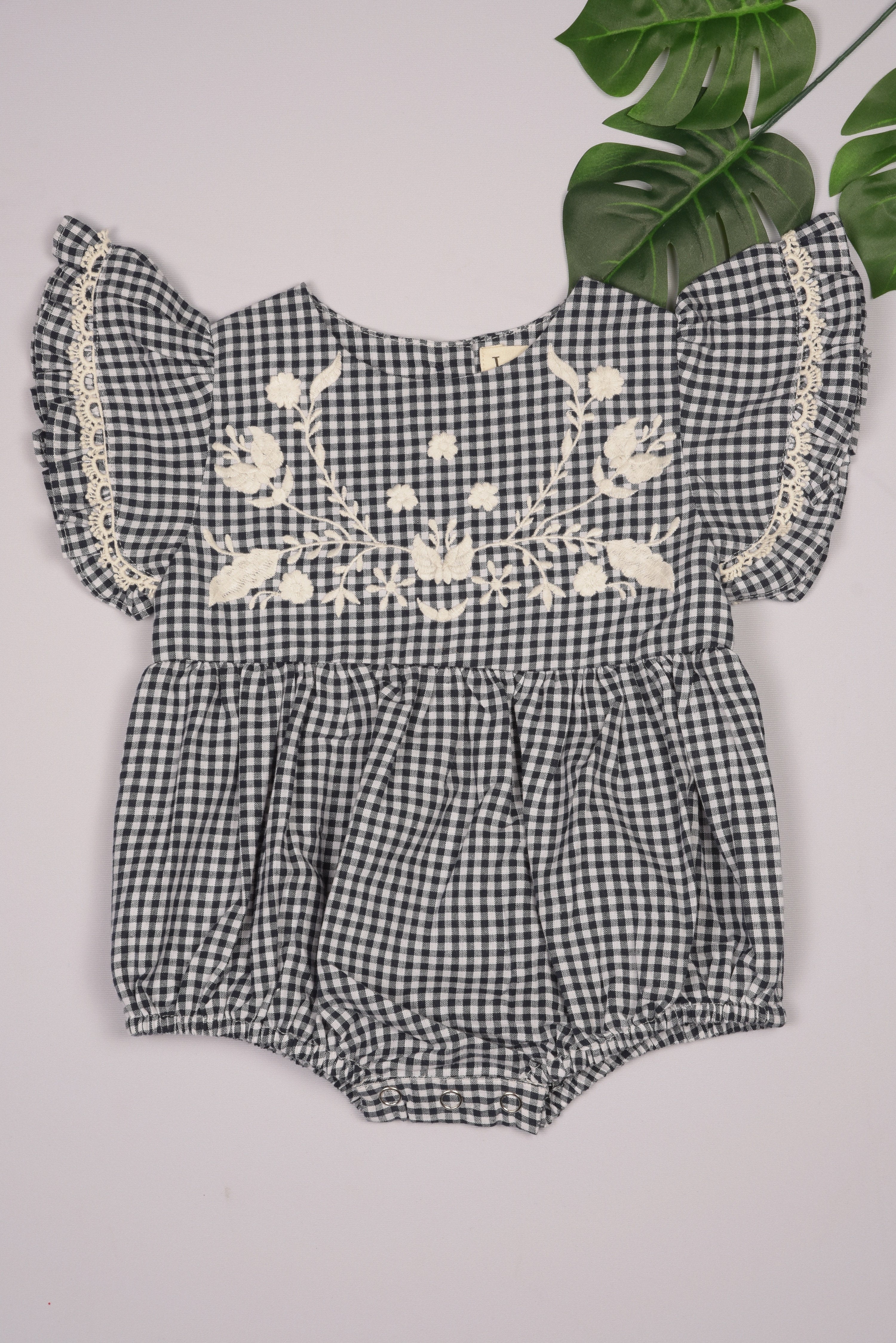 Embroidered Yoke Eith Ruffle Sleeves Romper in - Dress photo