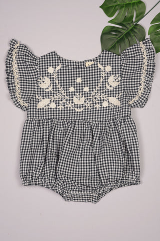 Embroidered Yoke Eith Ruffle Sleeves Romper in - Dress photo