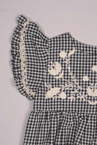 Embroidered Yoke Eith Ruffle Sleeves Romper in - Dress photo