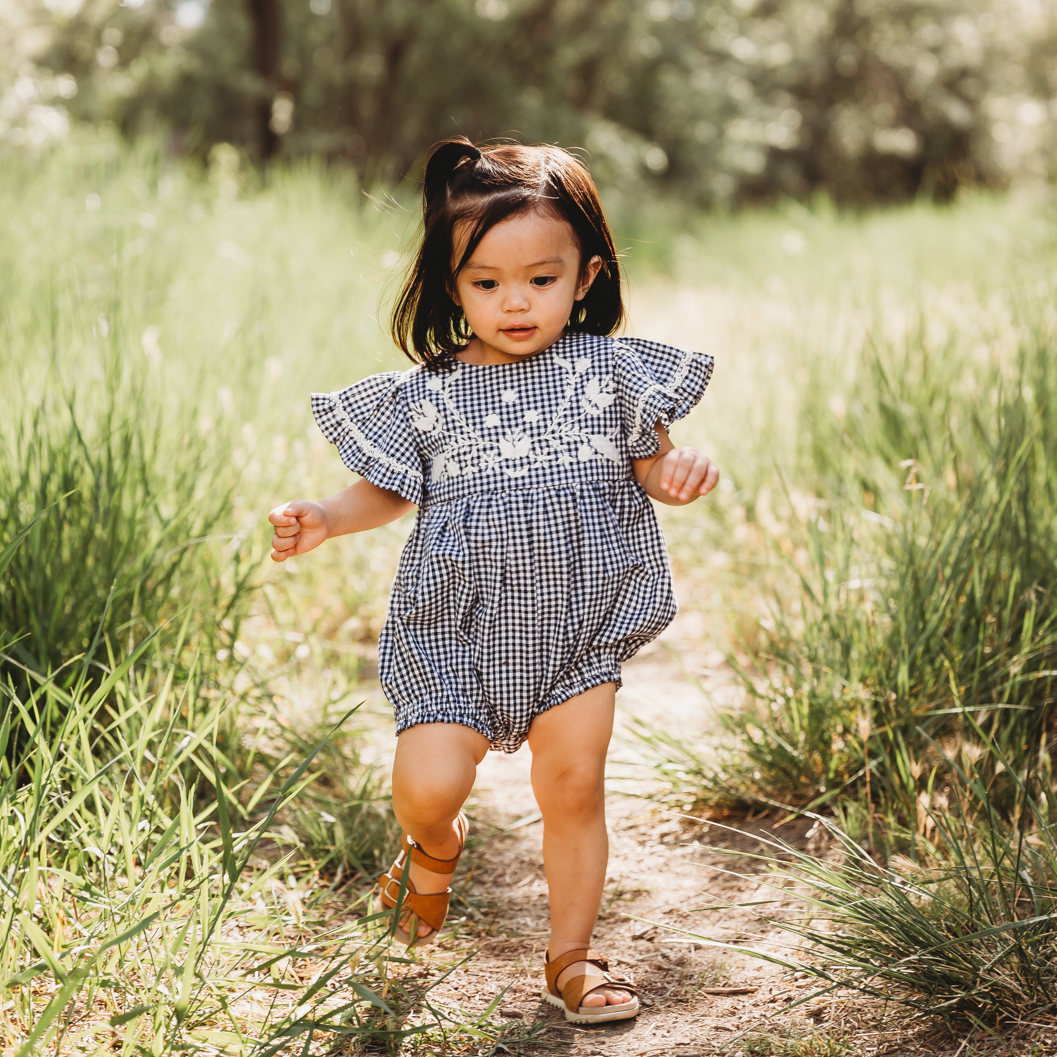 Embroidered Yoke Eith Ruffle Sleeves Romper in - Dress photo