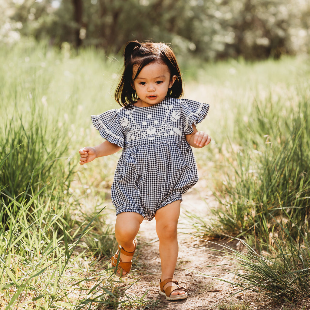 Embroidered Yoke Eith Ruffle Sleeves Romper in - Dress photo