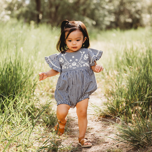 Embroidered Yoke Eith Ruffle Sleeves Romper in - Dress photo