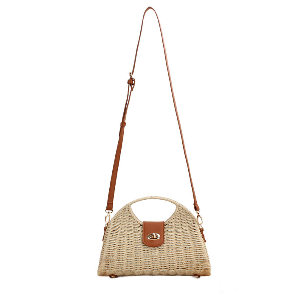 Stella Woven Straw Top Handle Crossbody Bag in Straw - photo