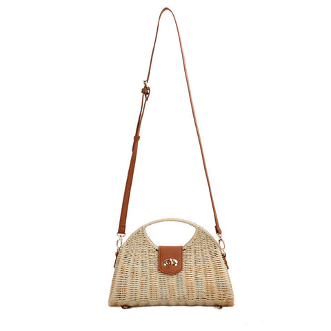 Stella Woven Straw Top Handle Crossbody Bag in Straw - photo