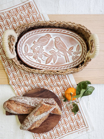 Bread Warmer & Basket Gift Set with Tea Towel - Lovebird Oval in - KITCHEN photo