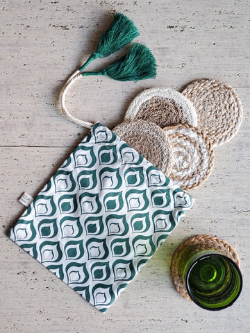 Natural Coaster Gift Set with Green pouch in - Kitchen & Dining photo