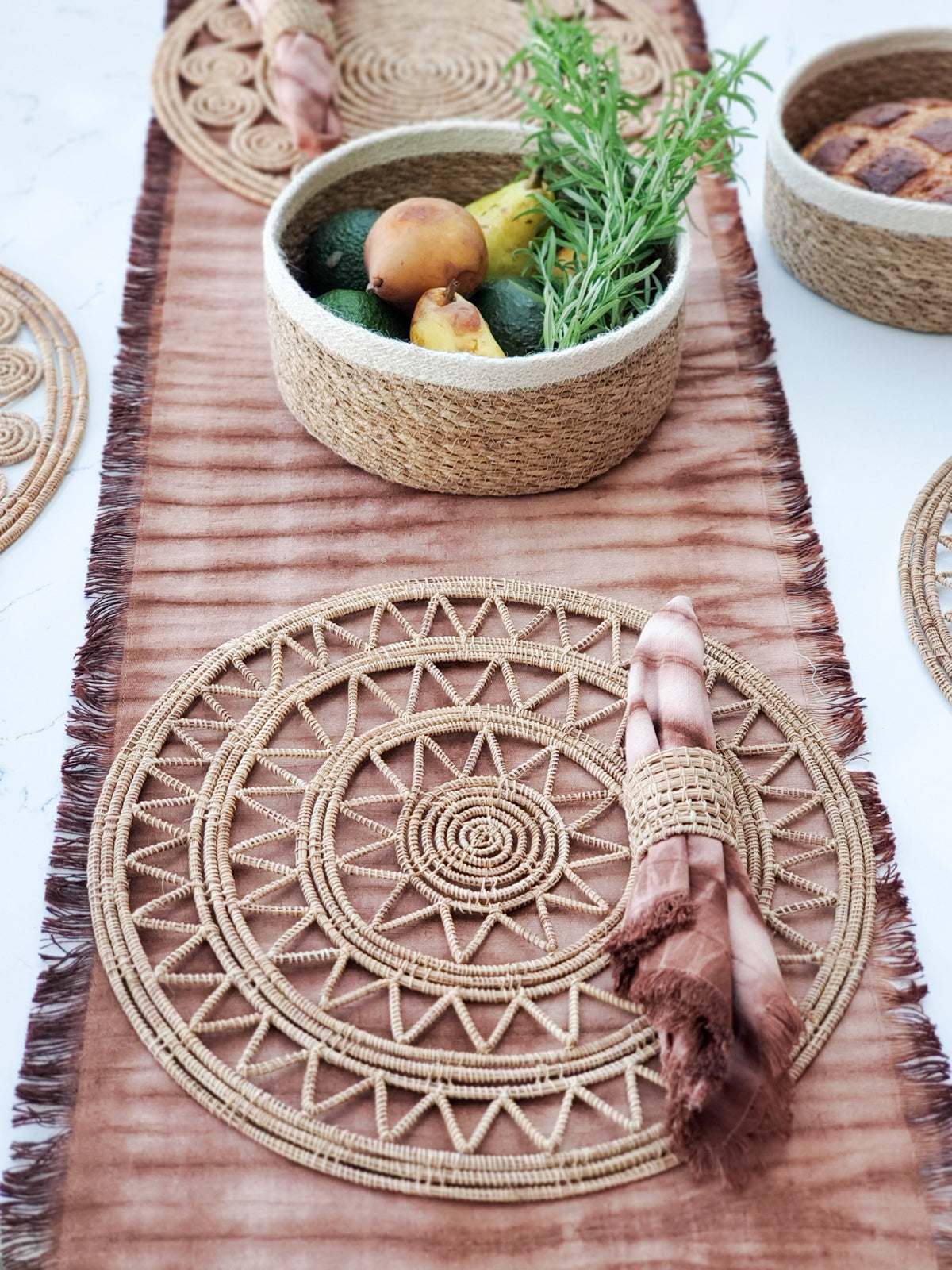 Woven Palm Fiber Napkin Ring - Natural (Set of 4) in - photo