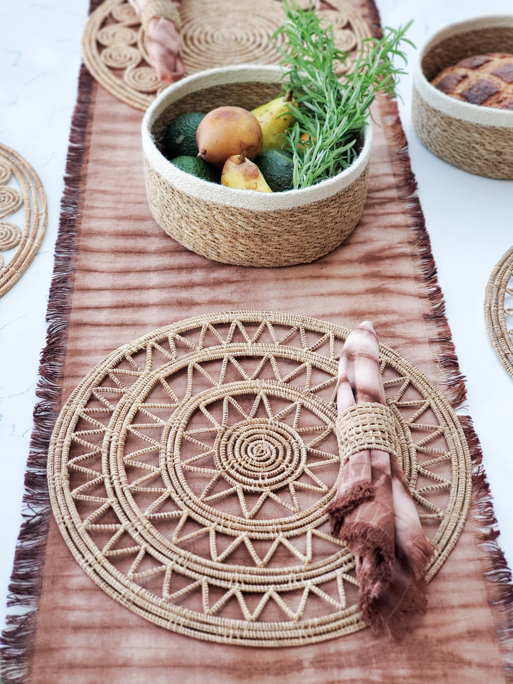 Woven Palm Fiber Napkin Ring - Natural (Set of 4) in - photo