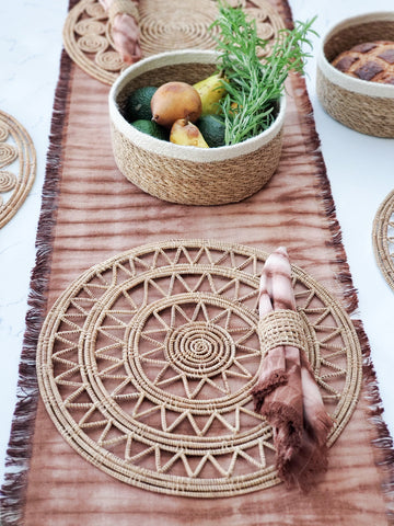 Woven Palm Fiber Napkin Ring - Natural (Set of 4) in - photo