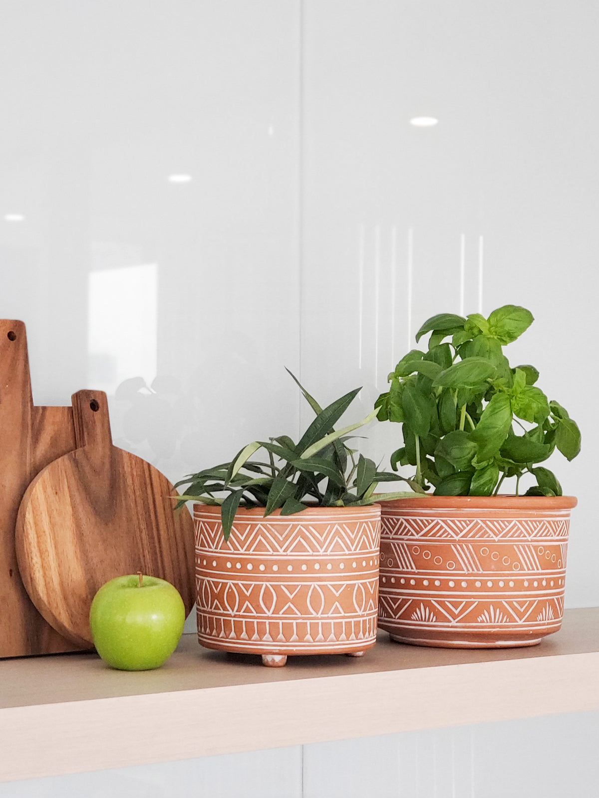 Hand Etched Terracotta Pot - Small in - Pots & Planters photo