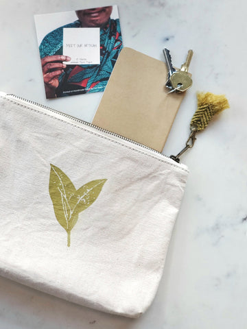 Hand Screen Printed Cotton Canvas Pouch - Nature in - Handbag & Wallet Accessories photo