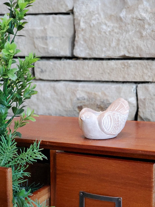 Terracotta Tea Light Candle Holder - Bird in - photo