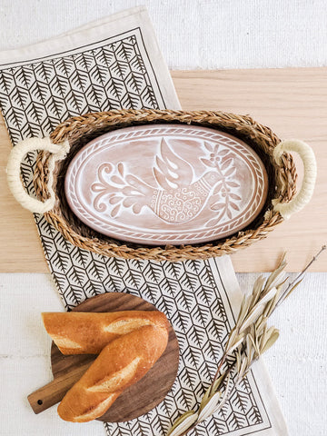 Bread Warmer & Basket Gift Set with Tea Towel - Bird Oval in - KITCHEN photo