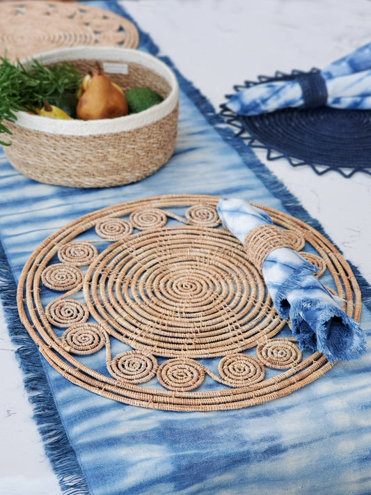 Woven Palm Fiber Napkin Ring - Natural (Set of 4) in - photo
