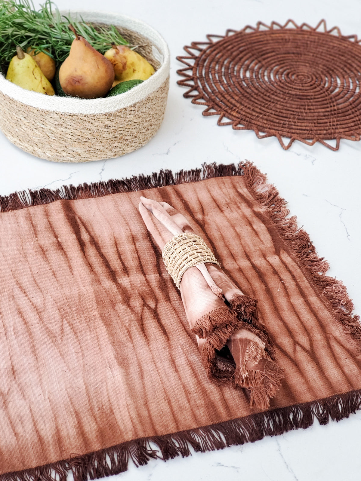 Tie Dye Cotton Placemat - Brown (Set of 4) in - photo